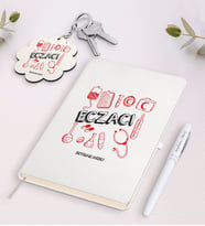 BK Gift Kişiye Özel Eczacı Beyaz Defter Kalem ve Anahtarlık Hediye Seti-2 (Model 1)