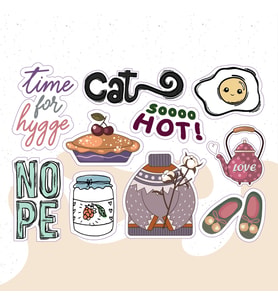 Yazılı Karışık Desenli Tasarımlı A5 Stickers Çıkartma PYTKSTK019