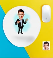 BK Gift Kişiye Özel Bay Bankacı Karikatürlü Bilek Destekli Mouse Pad-1 (Beyaz)
