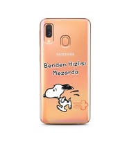 Snoopy Tasarımlı Süper Şeffaf Silikon Telefon Kılıfı Samsung A40