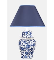 qdec Bleu Blanc Şah Vazo Abajur Lotus K.Mavi