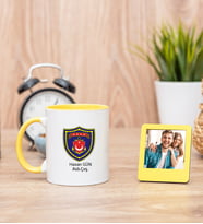 Deniz Kuvvetleri Sarı Kupa Bardak ve Sarı Mini Fotoğraf Çerçevesi