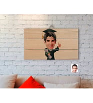 BK Gift Kişiye Özel Erkek Mezun Karikatürlü Otantik Ahşap Palet Tablo-1
