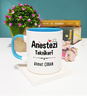 Anestezi Teknikeri Tasarımlı Kişiye Özel Anestezi Teknikeri Kupa Bardak Mavi
