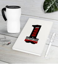 BK Gift Kişiye Özel 1. Sınıf Baba Beyaz Defter Kalem Termos Mug Seti (Model 1)