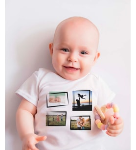 Pia Baby T2027-11 %100 Pamuk Bebek Hediyelik 4 Fotoğraflı Çıtçıtlı Body