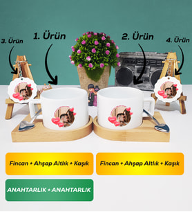 İkili Sevgiliye Sevgililer Günü Hediyesi 8 Kısa Kupa Bardak Anahtarlık