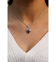 Safir Taşlı 925 Ayar Telkari Gümüş Kolye