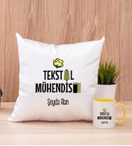 Tekstil Mühendisi Kare Yastık ve Sarı Kupa Bardak