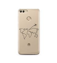 Çizgi Harita Tasarımlı Süper Şeffaf Silikon Telefon Kılıfı Huawei Y9 2018