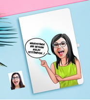 BK Gift Kişiye Özel Bayan Kolay Yetişmiyor Karikatürlü Beyaz Defter-5