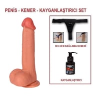 LilituShop 23 cm Belden Bağlamalı Yeni Nesil Realistik Penis + Kemer + Kayganlaştırıcı