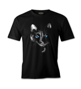 Cat in Blue Siyah Erkek Tshirt