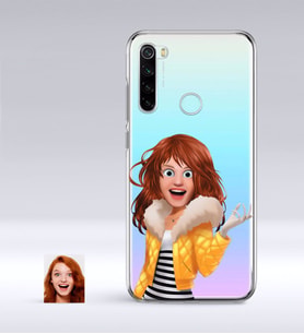 BK Gift Kişiye Özel Kadın Animasyon Karikatürlü Xiaomi Redmi Note 8 İnce Şeffaf Silikon Telefon Kapağı-7 (Beyaz)