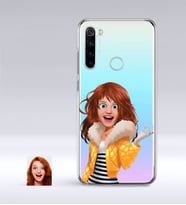BK Gift Kişiye Özel Kadın Animasyon Karikatürlü Xiaomi Redmi Note 8 İnce Şeffaf Silikon Telefon Kapağı-7 (Beyaz)