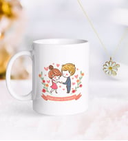 BK Gift Kişiye Özel Sevgililer Günü Kupa ve Çift İsimli Papatya Kolye-63 (Model 1)