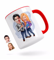 BK Gift Kişiye Özel Sevgililer Karikatürlü Kırmızı Kupa Bardak-50
