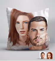BK Gift Kişiye Özel Sevgililer Karikatürlü Beyaz Yastık-41