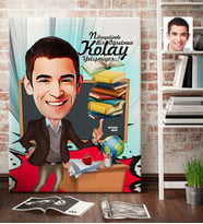 BK Gift Kişiye Özel Bay Öğretmen Karikatür Kanvas Tablo 70x100cm 2