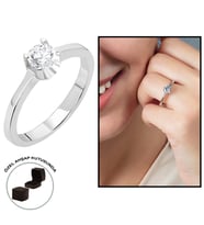 Starlight Diamond Pırlanta Montür "U" Tasarım 925 Ayar Gümüş Bayan Tektaş Yüzük (Çok Renkli)