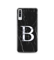 Samsung A7 (2018) Siyah Mermer Harf Tasarımlı Telefon Kılıfı B-Harfi 