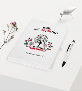 BK Gift Kişiye Özel Yılın En İyi Matematik Öğretmeni Temalı Beyaz Defter Kalem Hediye Seti - 1