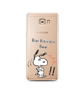 Snoopy Tasarımlı Süper Şeffaf Silikon Telefon Kılıfı Samsung C9 