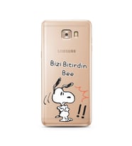 Snoopy Tasarımlı Süper Şeffaf Silikon Telefon Kılıfı Samsung C9 