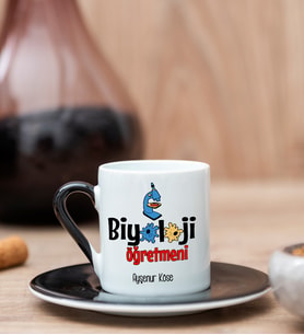 Biyoloji Öğretmeni Siyah Türk Kahvesi Fincanı