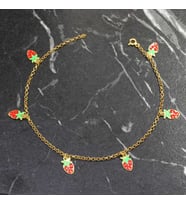 925 Ayar Gümüş Çilekli Mineli Halhal (Sarı)