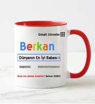 Babaya Özel İsimli Arama Motorlu Kupa Bardak Kırmızı