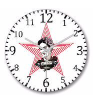 Frida Kahlo Duvar  Saati  Bombeli Gercek Cam