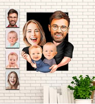 Kişiye Özel Aile Hediye Karikatür Ahşap Tablo