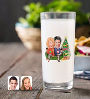 BK Gift Kişiye Özel Sevgililer Yeni Yıl Karikatürlü Rakı Bardağı-4 (Beyaz)