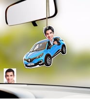 BK Gift Kişiye Özel Erkek Renault Captur Karikatürlü Ahşap Plakalı Araba Dikiz Ayna Süsü (Beyaz)