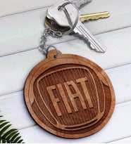 FIAT Logolu Ahşap Anahtarlık-1 (Beyaz)