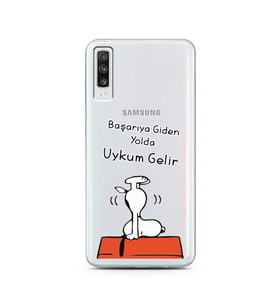 Snoopy Tasarımlı Süper Şeffaf Silikon Telefon Kılıfı Samsung A70