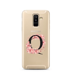 Pembe Çiçekli Harf Tasarım Süper Şeffaf Silikon Telefon Kılıfı Samsung A6 Plus Q