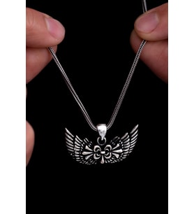 Melek Kanadı Gümüş Erkek Kolye Zincir 6018601267252