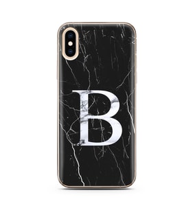 Iphone Xs Siyah Mermer Harf Tasarımlı Telefon Kılıfı B-Harfi 