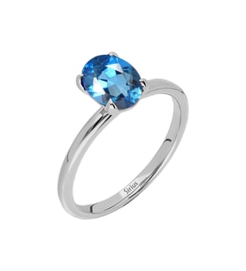 Sirius Oval Kesim London Blue Topaz Tektaş Yüzük 0731R0014