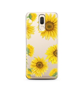 Ayçiçeği Tasarımlı Süper Şeffaf Silikon Telefon Kılıfı Huawei Mate 10 Lite