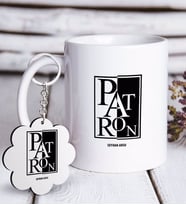 BK Gift Kişiye Özel Mesleki Patron Beyaz Kupa ve Anahtarlık Hediye Seti-10 (Model 1)