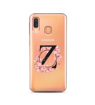 Pembe Çiçekli Harf Tasarım Süper Şeffaf Silikon Telefon Kılıfı Samsung A40 Z-Har