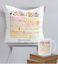 BK Gift Kişiye Özel Öğretmen Sözleri Temalı Yastık Kupa Seti - 1