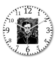 Nevermore  Edgar Allan Poe Duvar Saati Bombeli Gercek Cam