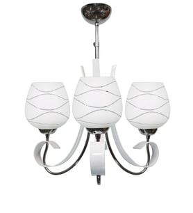 Şenay Aydınlatma Dekoratif 3'lü Opal Cam Krom Modern Avize-Beyaz