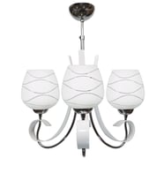 Şenay Aydınlatma Dekoratif 3'lü Opal Cam Krom Modern Avize-Beyaz