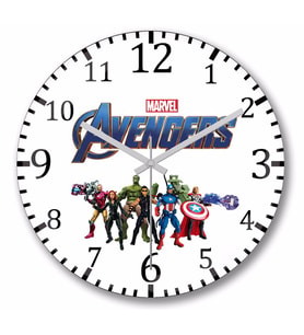 Marvel Avengers    Duvar Saati   Bombeli Gercek Cam
