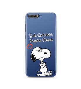Snoopy Tasarımlı Süper Şeffaf Silikon Telefon Kılıfı Huawei Y6 2018